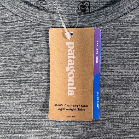 Patagonia Capilene T Shirt Mens Small Gray Heather Cool Lightweight Slim Fit - Picture 6 of 10